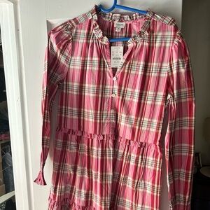J Crew Pink Gingham Fall Dress